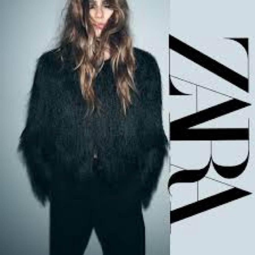 Zara Elegant Black Faux Fur Coat